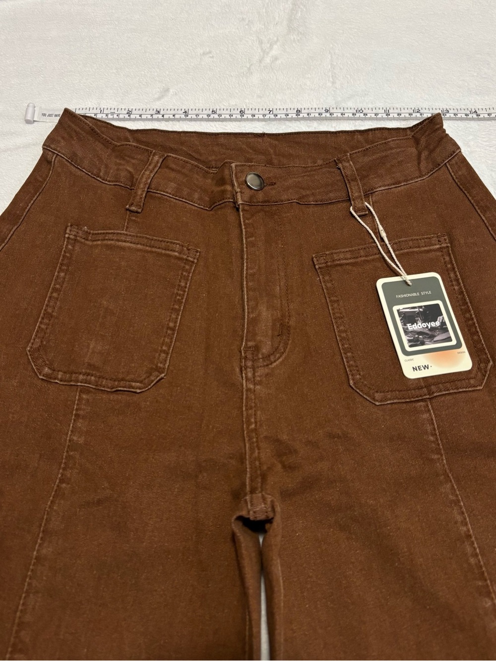 WIDE LEG HIGH-RISE JEANS | Women's - Brown - Picture 5 of 8